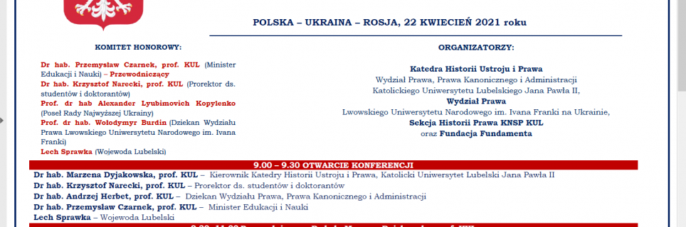 Międzynarodowa konferencja naukowa poświęconą roli konstytucji w dziejach Polski i świata